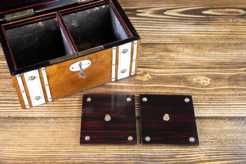 LIGHT ROSEWOOD FRENCH TEA CADDY 1890 - ADDITIONAL PHOTO 8