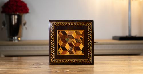 Tunbridge Ware Perspective Cube Work Box 1880