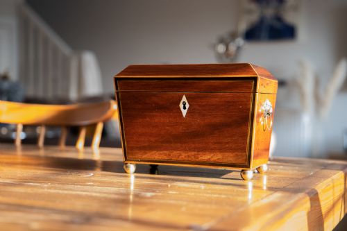 Partridge Wood Inlaid Regency Tea Caddy