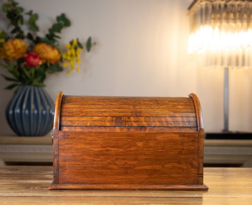 GOLDEN OAK TAMBOUR CIGAR CABINET 1900 - ADDITIONAL PHOTO 3