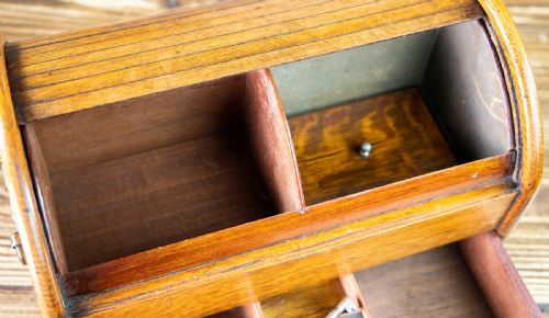 GOLDEN OAK TAMBOUR CIGAR CABINET 1900 - ADDITIONAL PHOTO 7