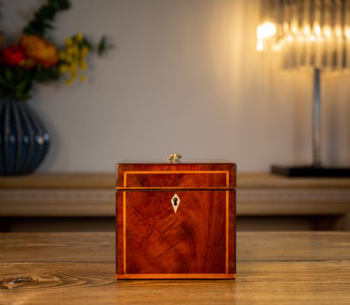 Flamed Mahogany Single Tea Caddy 1790