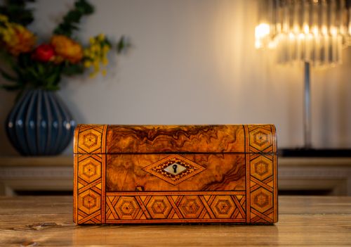 Burr Walnut Tunbridge Ware Table Box 1880