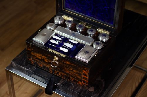 Spectacular Silver Plate Coromandel Vanity Box 1850