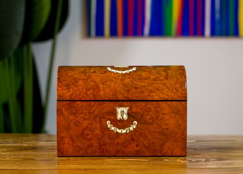 Burr Walnut Tea Caddy 1860