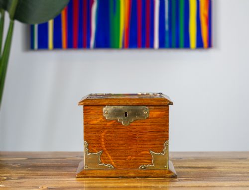 1920'S Oak & Brass Cigarette Box