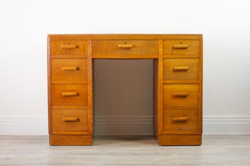 Heal’s Modernist Oak Pedestal Desk C.1930