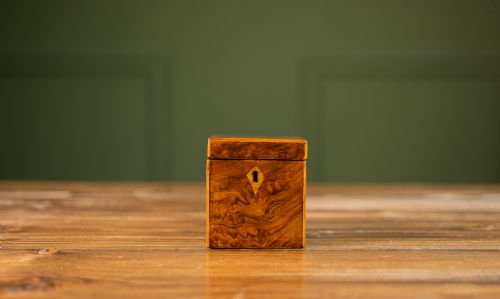 Miniature Burr Walnut Tea Caddy C.1870