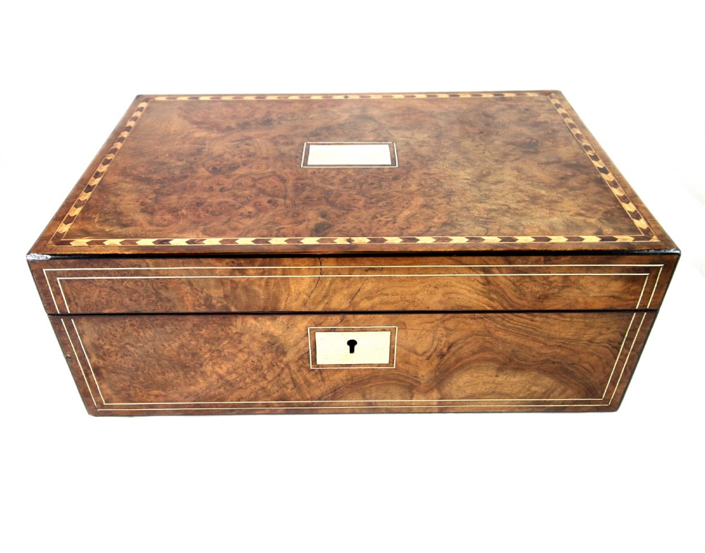 Burr walnut writing slope c.1870