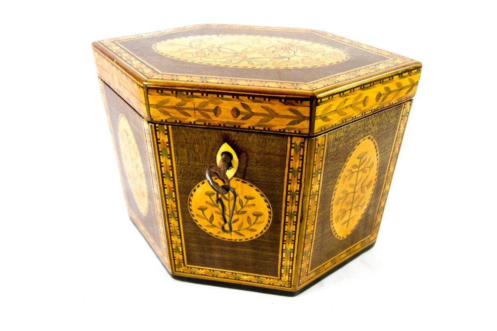 Single 6 sided Harewood Tea Caddy c.1800