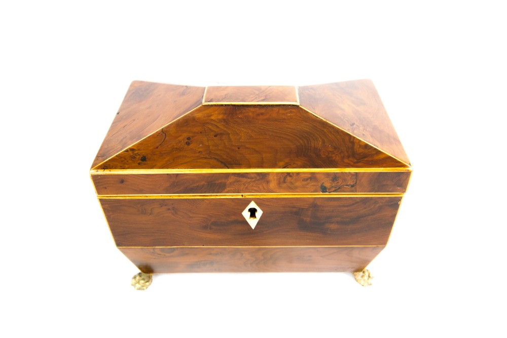 Burr Yew Twin Tea Caddy c.1800