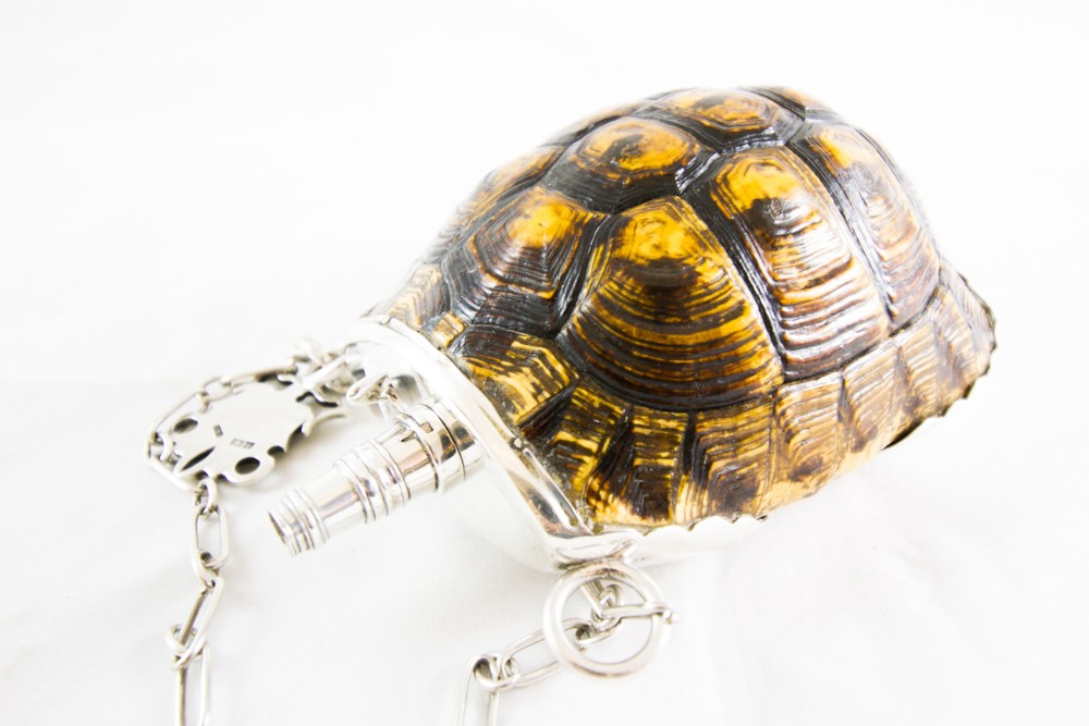 Silver Turtle Hip Flask c.1890