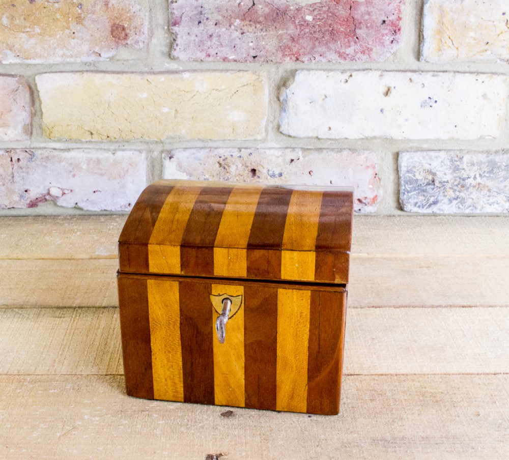 Striped  Satinwood Single Tea caddy