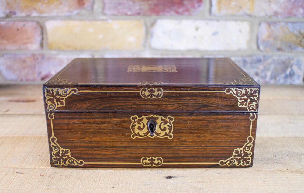 Rosewood Brass inlaid Jewellery box c.1820