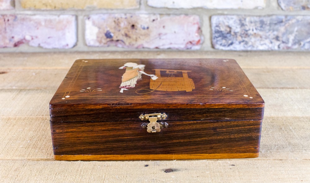 Bone Inlay Rosewood Box c.1920