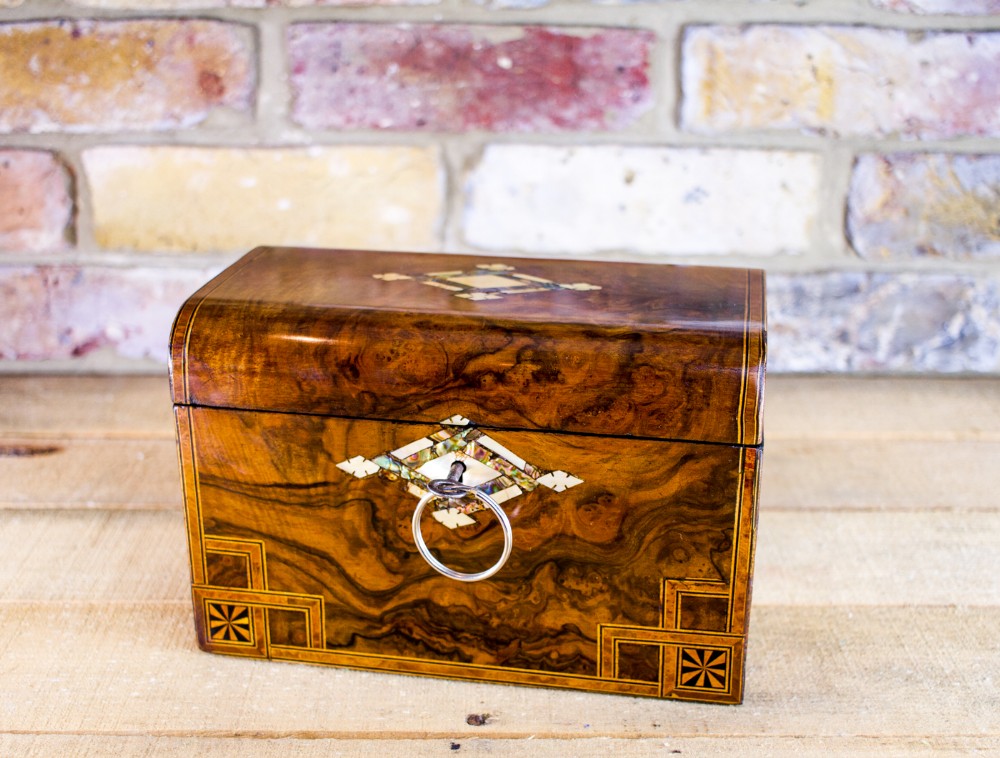 Burr Walnut Tea Caddy c.1870