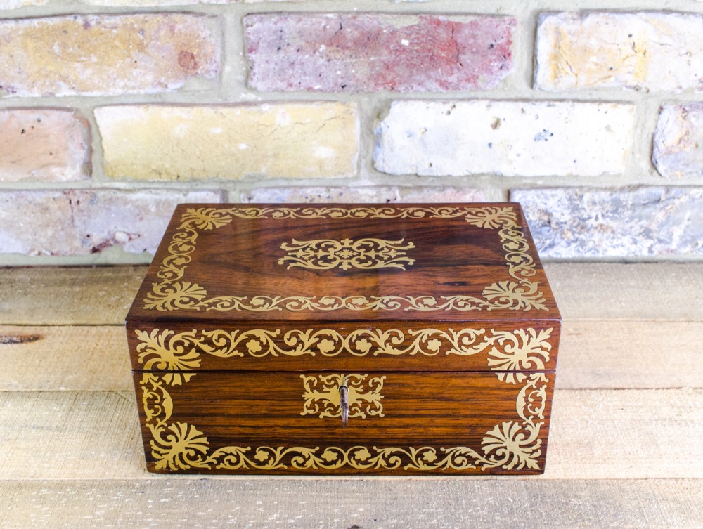 Rosewood with Brass Inlay Jewellery Box c.1820
