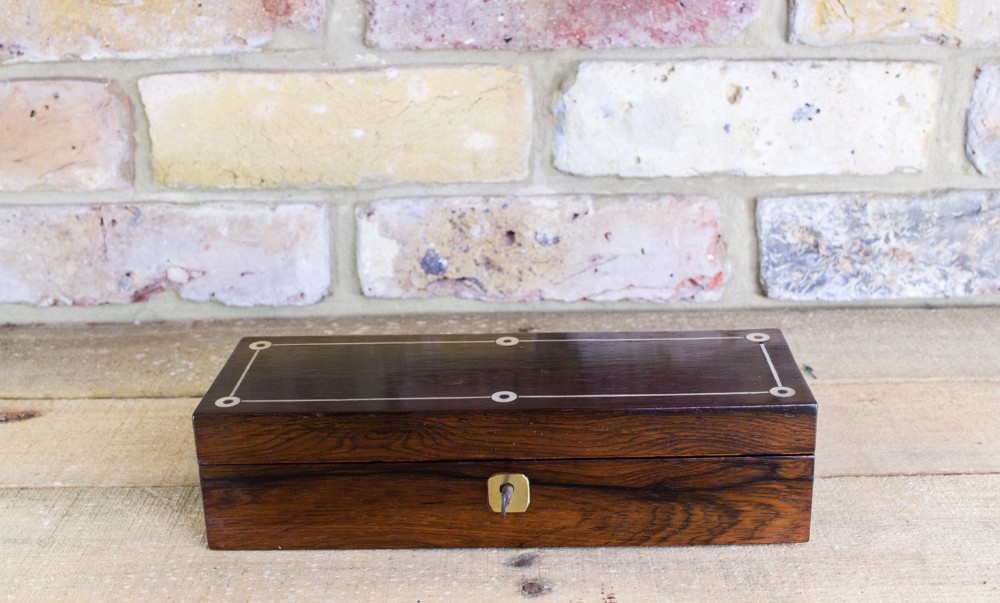 Mother of Pearl & Pewter Rosewood Table box c.1840