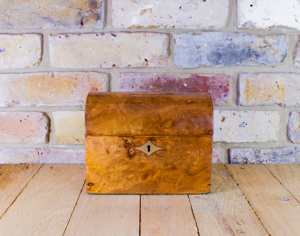 Burr Walnut Twin Tea Caddy c.1860