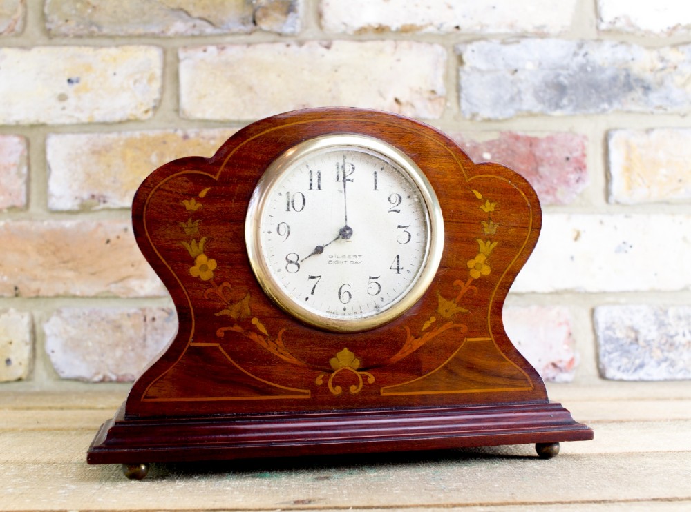 Mahogany Floral mantlepiece clock c.1900