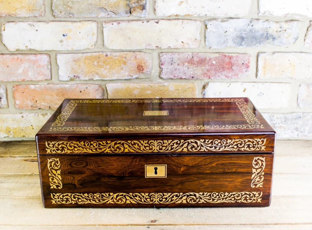 Stunning Rosewood Brass inlay writing slope c.1880