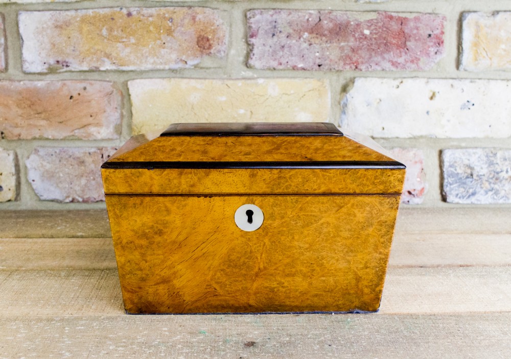 Burr Walnut Tea Caddy c.1870