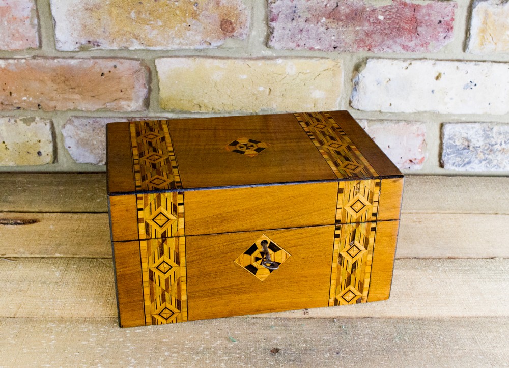 Walnut Tunbridge inlay work/sewing box c.1880