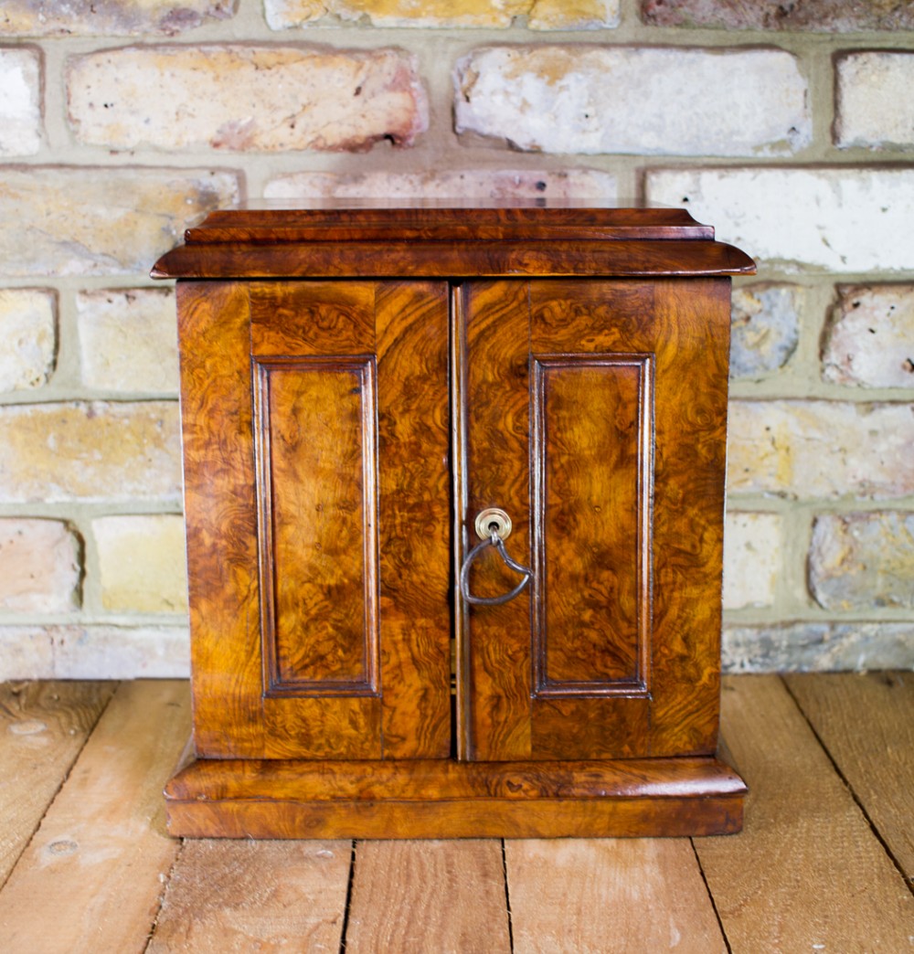Burr Walnut Cigar Cabinet c.1870
