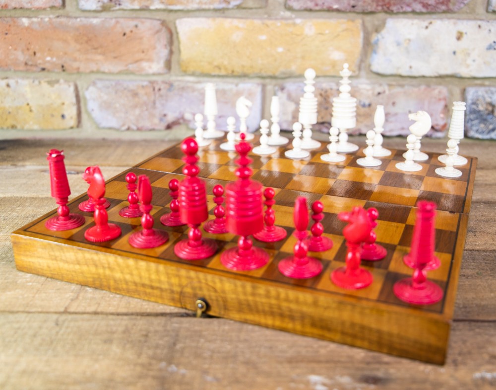 Bone Chess set & Board c.1900
