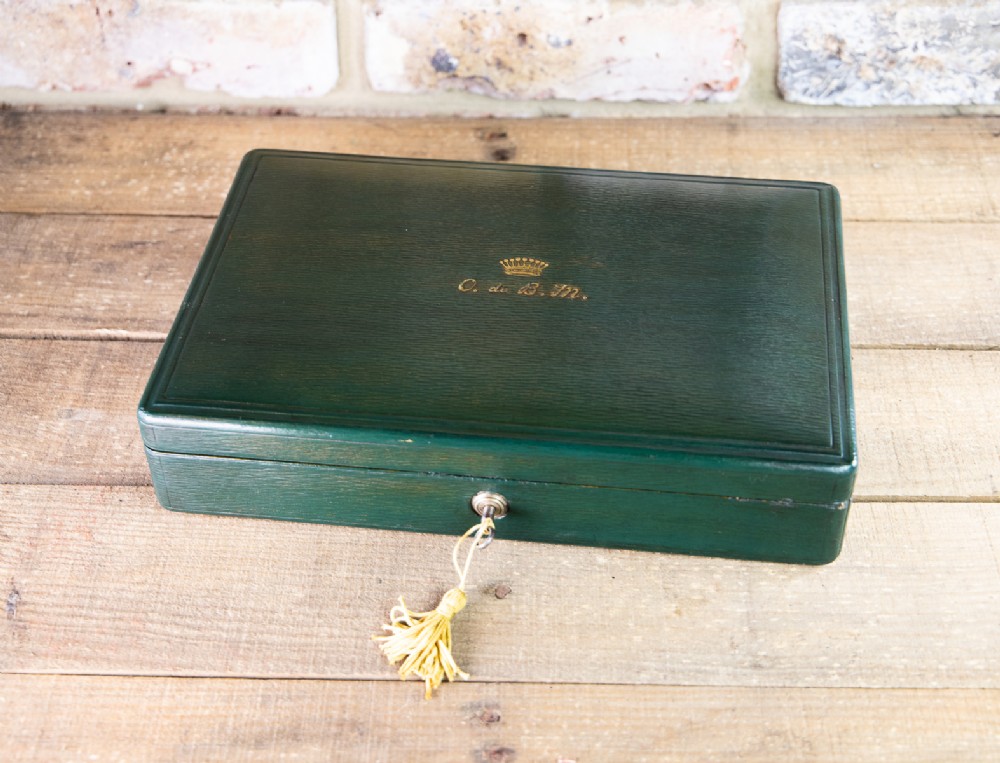 Green Leather Jewellery Box 1920's