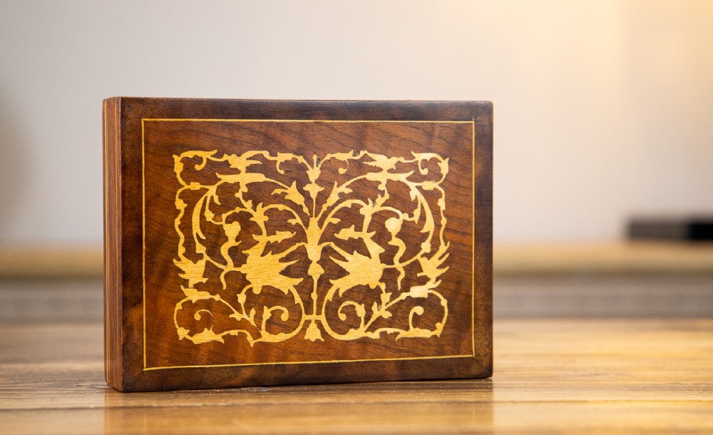 Olive Wood Inlaid Card Box 1920