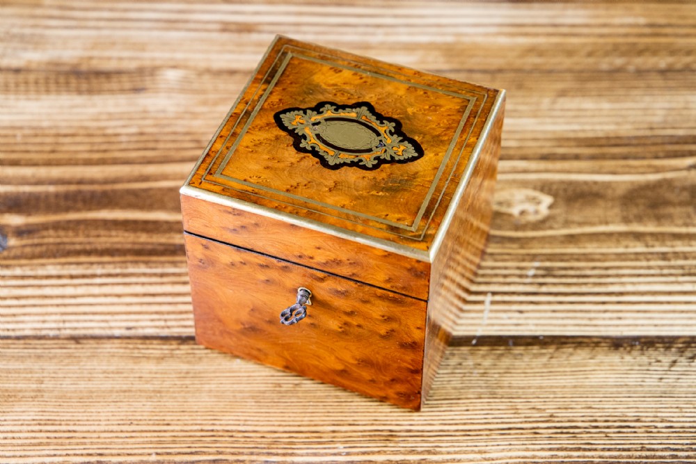 Single Amboyna French Tea Caddy 1880