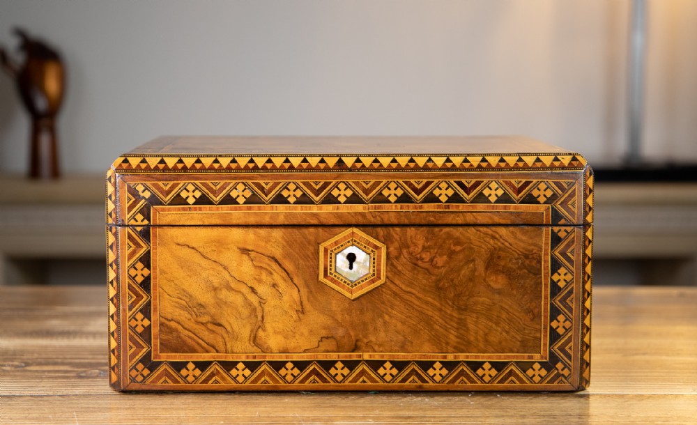 Inlaid Burr Walnut Work Box 1870