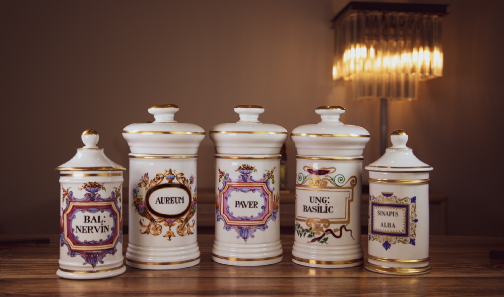 5 French Medicine Apothecary Jars