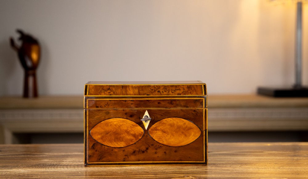 Georgian Burr Yew Tea Caddy 1800