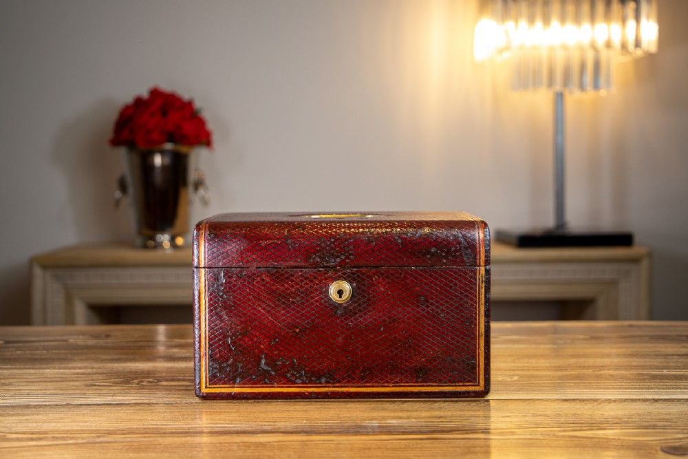 Victorian Red Leather Jewellery Box
