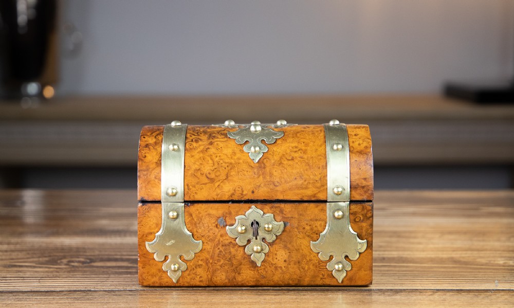 Burr Walnut Brass Overlay 1880