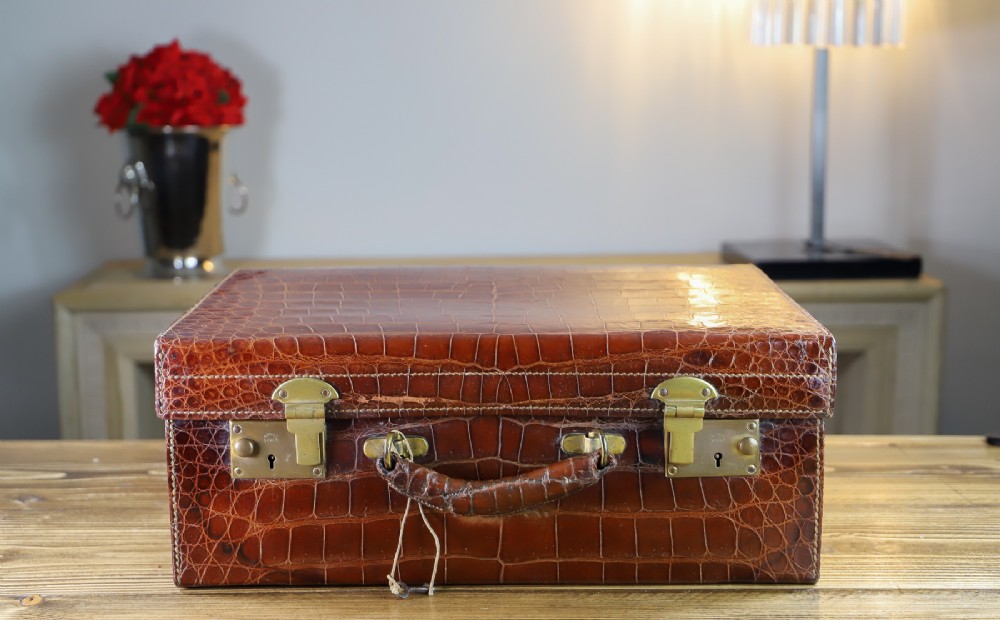 Asprey of London Croc Skin Suitcase 1900