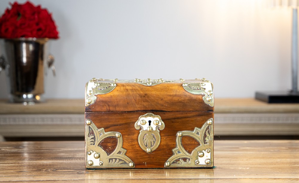 Walnut & Brass Tea Caddy 1880
