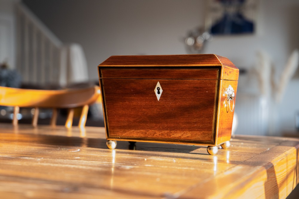 Partridge Wood Inlaid Regency Tea caddy 