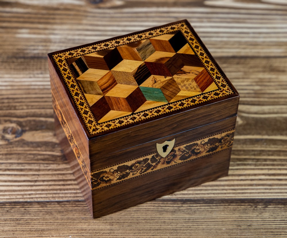 Collectors Tunbridge Ware Tea Caddy 1890