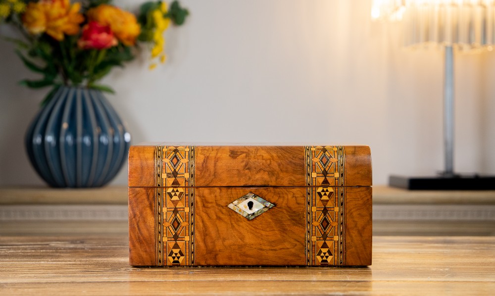 Tunbridge Ware Walnut Work Box 1880