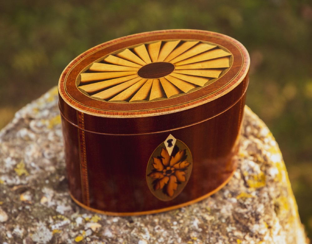Georgian Mahogany Oval Tea Caddy 1790