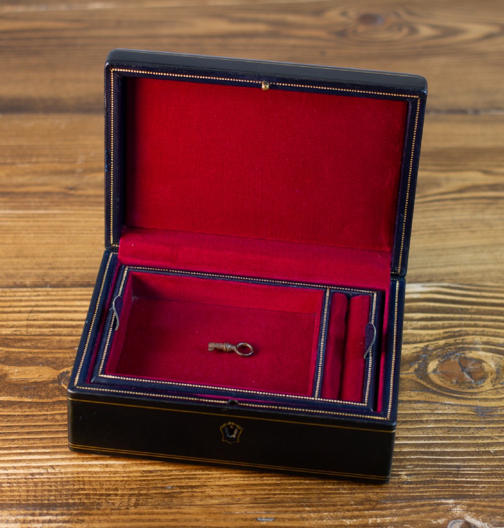 Dark Blue Leather Jewellery Box 1930