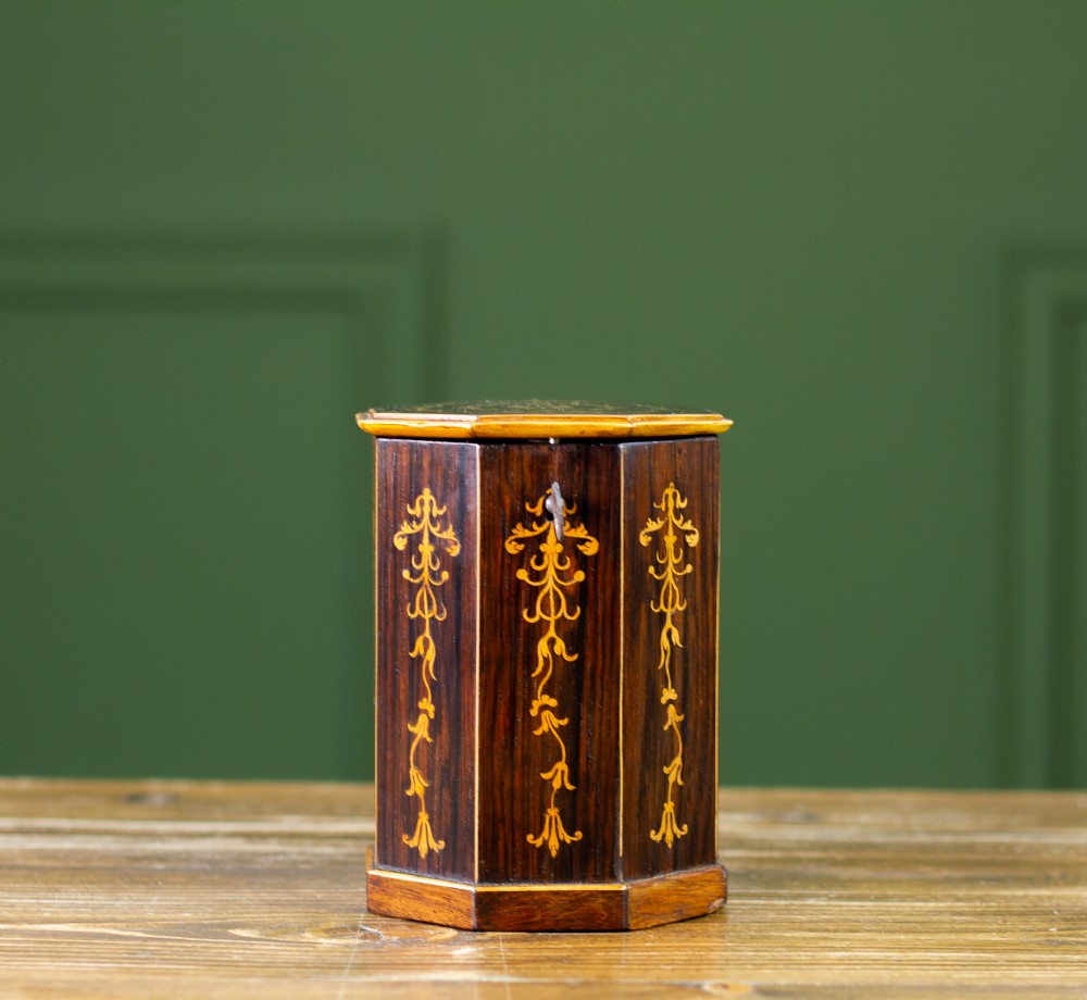 Tall French Rosewood Tea Caddy 1880