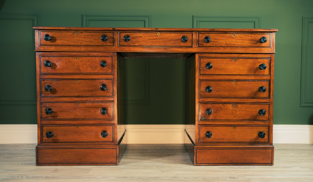 Victorian Satinwood Pedestal Desk c.1880 View III