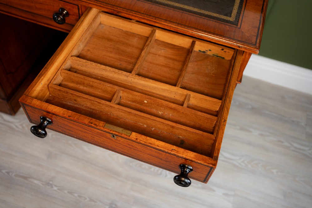 Victorian Satinwood Pedestal Desk c.1880 View VIII