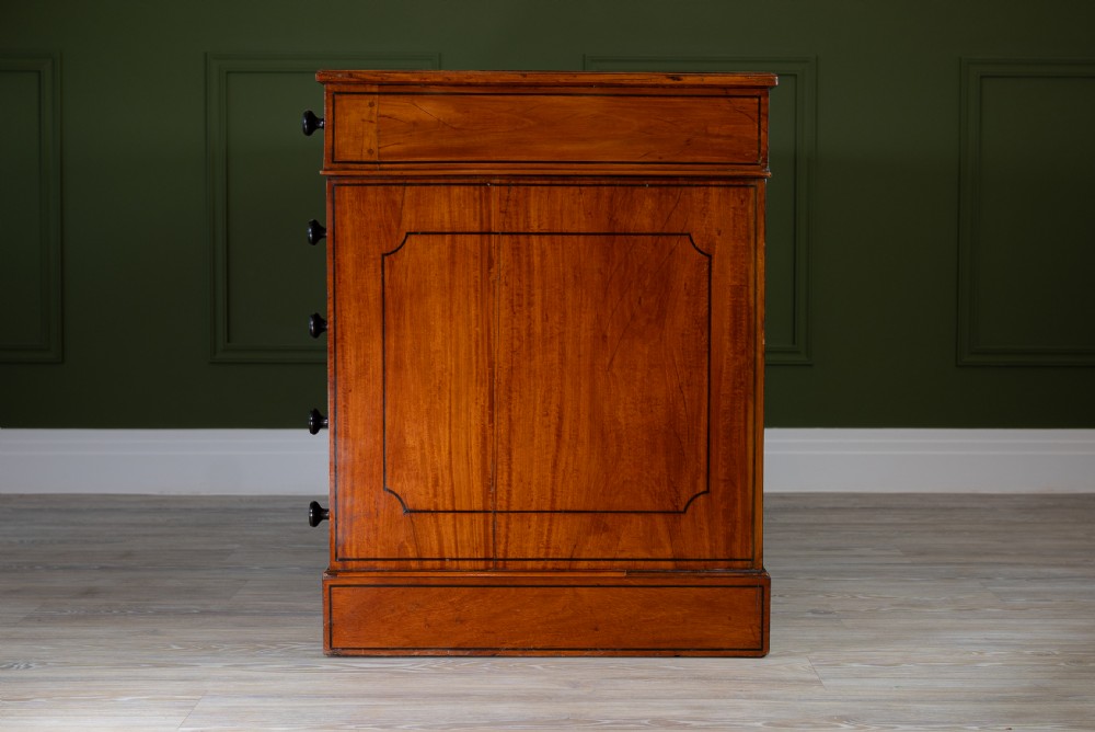 Victorian Satinwood Pedestal Desk c.1880 View XIV