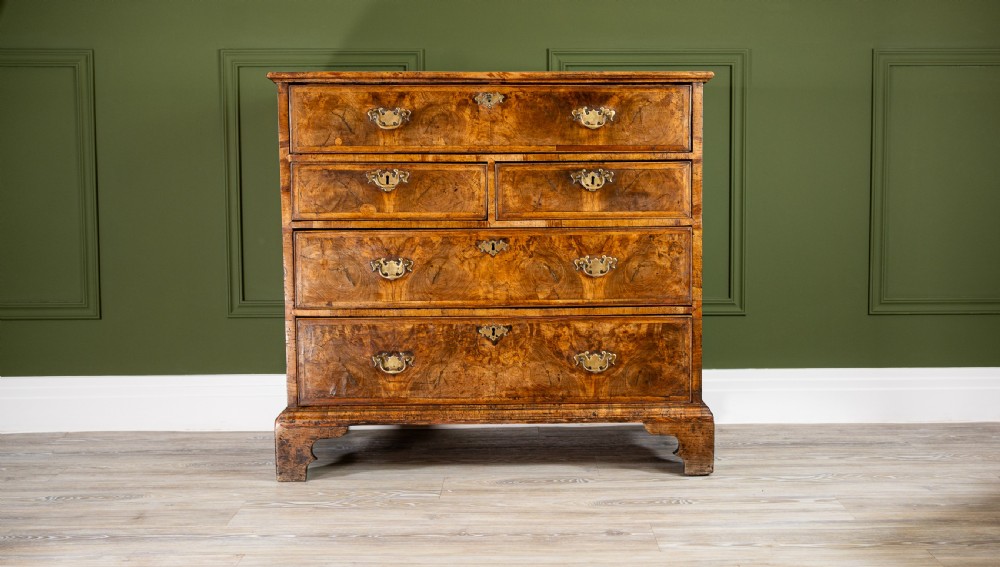 George II Burr Walnut Secretaire Chest of Drawers