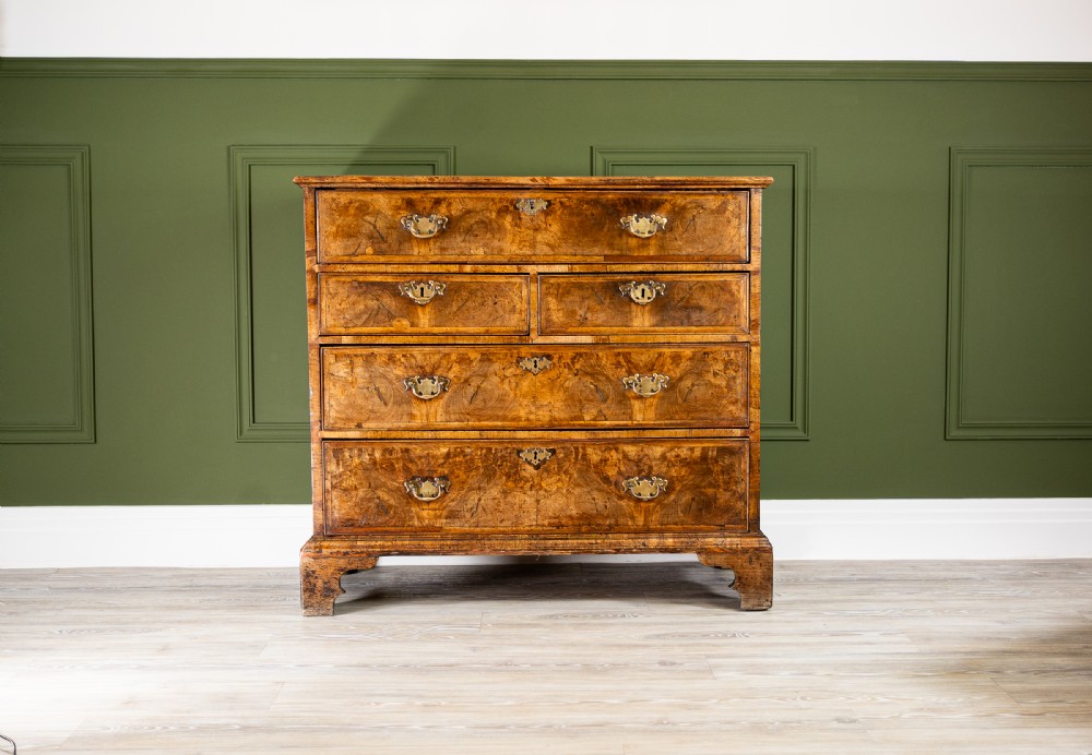 George II Burr Walnut Secretaire Chest of Drawers View IV